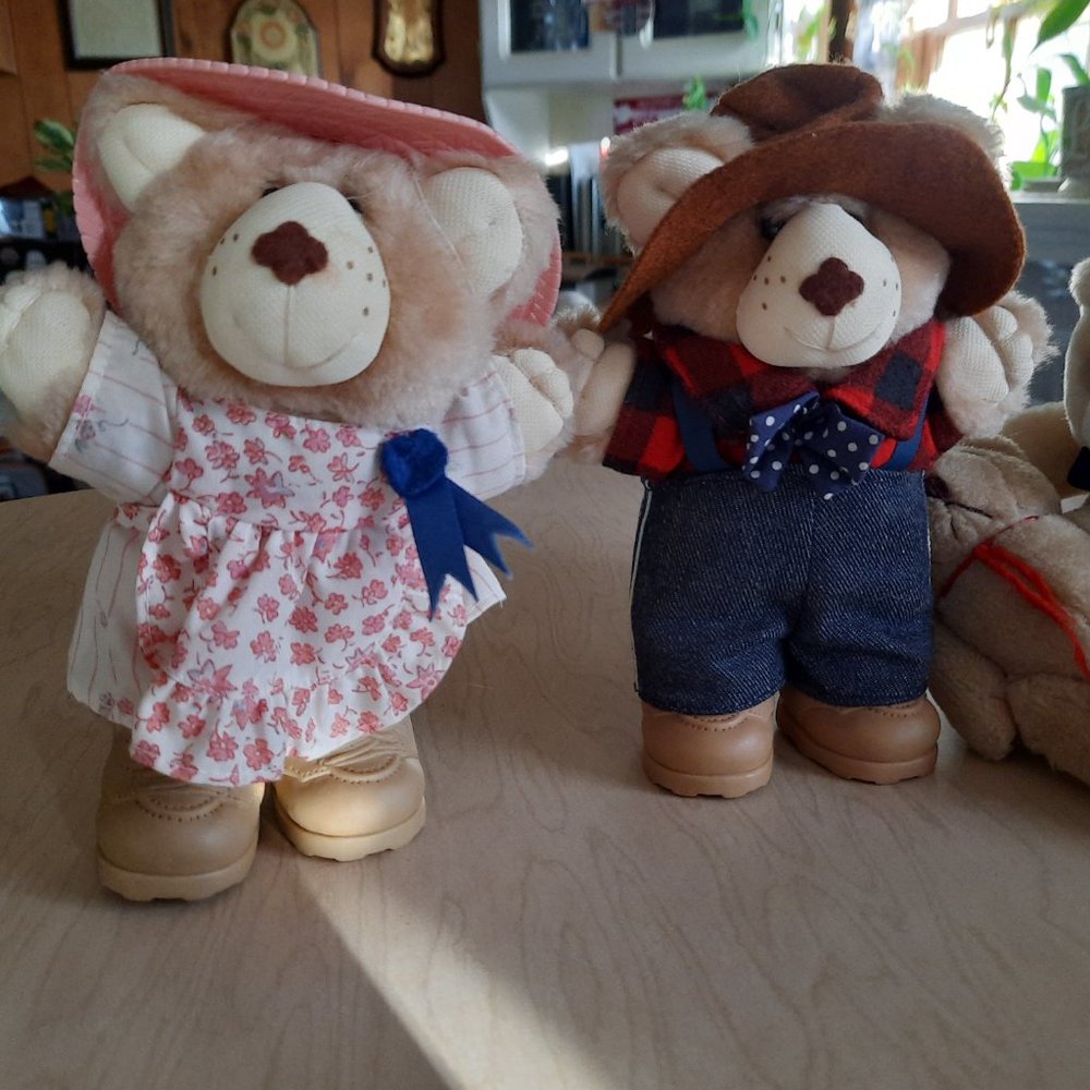 Vintage 80's Wendy's FURSKINS 7" Bears - Farrell, Hattie Set of 2 + extras! - Picture 2 of 16